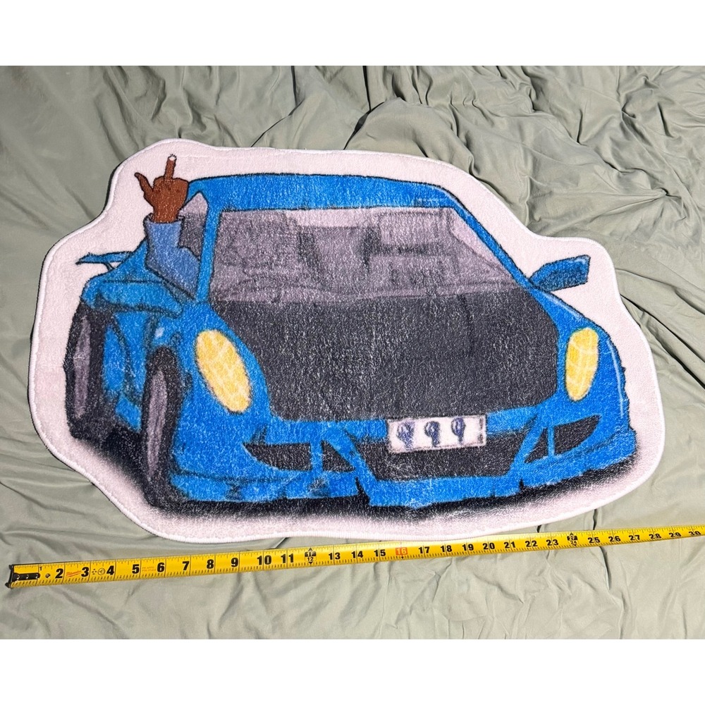 Juice WRLD 999 Club Blue Sports Car Rug Streetwear Home Decor Accent Mat 27x20